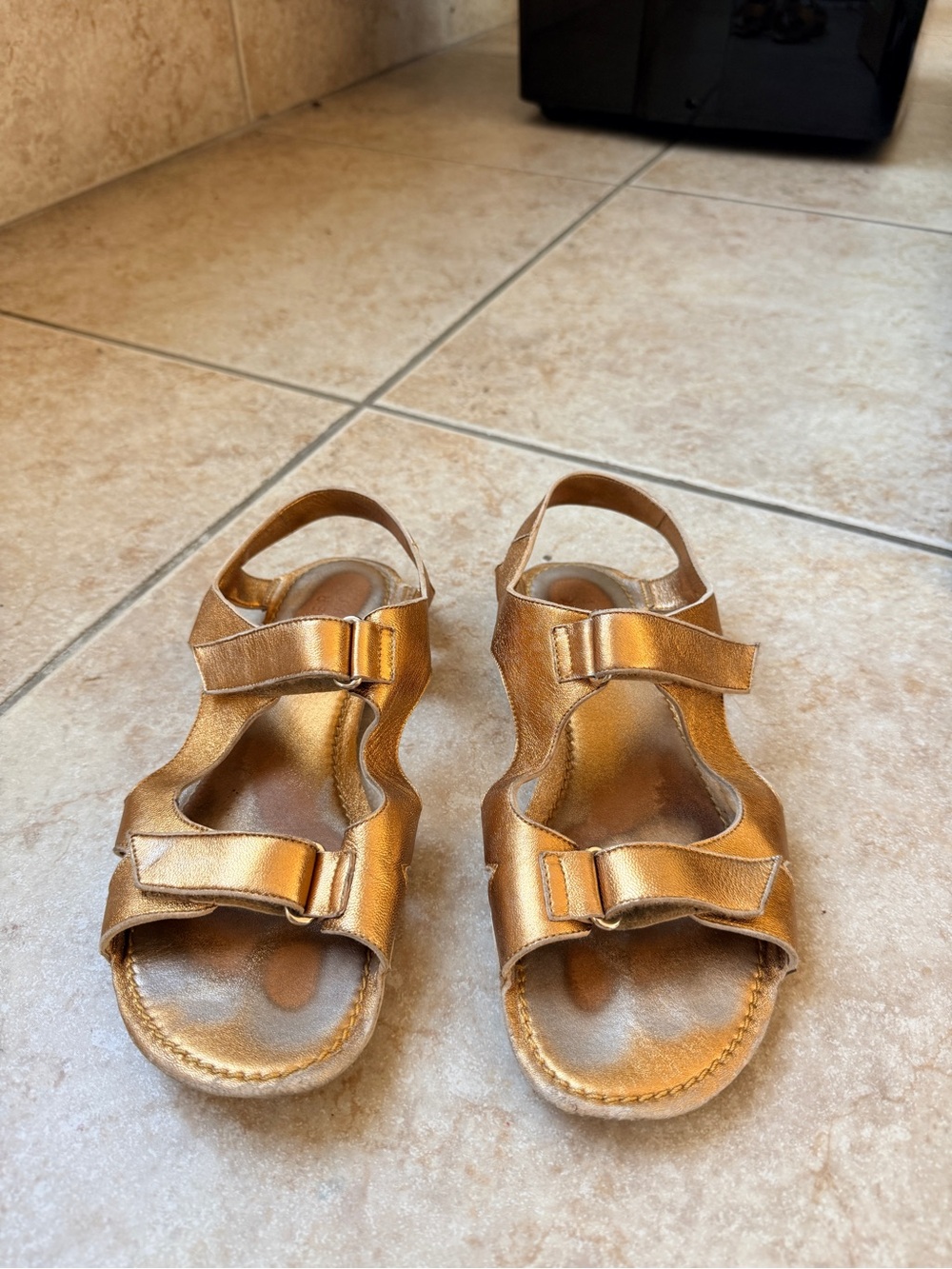 Metallic Gold Women's Adjustable Strap Sandals